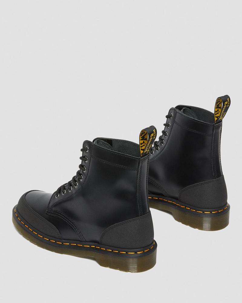 Black Women's Dr Martens 1460 Guard Panel Leather Lace Up Boots | CA 164TCE